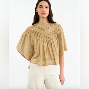 NWT Niki Lotan Nikki Blouse in Safari Khaki